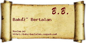 Bakó Bertalan névjegykártya