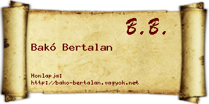 Bakó Bertalan névjegykártya