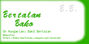 bertalan bako business card
